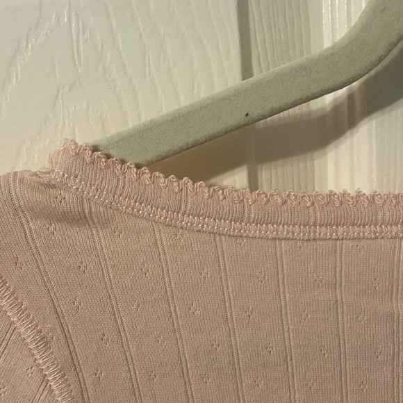 Free People intimately Light Pink Ribbed Short Sleeve Top NWOT - Picture 7 of 7